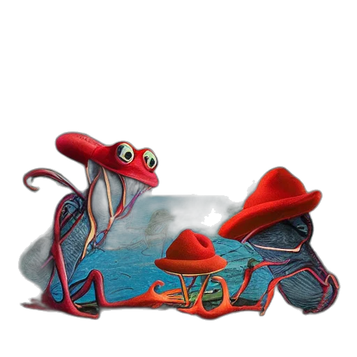 shoes, dragon, mask, creature, concept art, 3d render, frogs, red transparent PNG cut-out