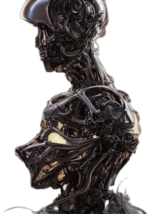 robot, jewelry, dress, mask, cyberpunk, concept art, 3d render, outer space transparent PNG cut-out