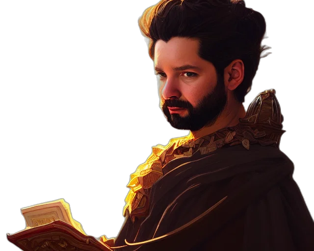 crown, staff, face, fantasy art transparent PNG cut-out