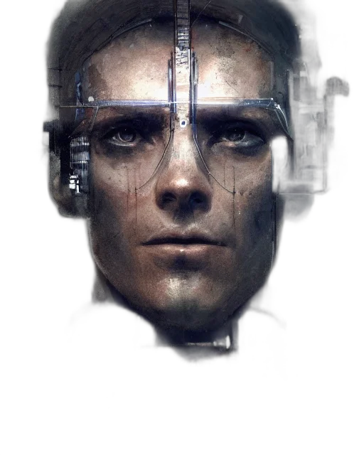 robot, face, mask, cyberpunk transparent PNG cut-out