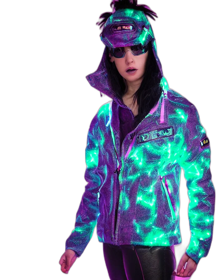 jacket, cyberpunk, vaporwave, 3d render transparent PNG cut-out