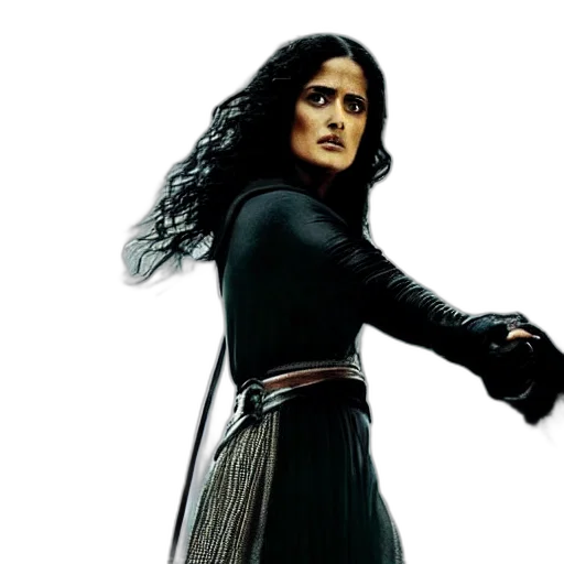 comic book art, fantasy art, concept art, photorealistic, movie, still, salma, hayek transparent PNG cut-out