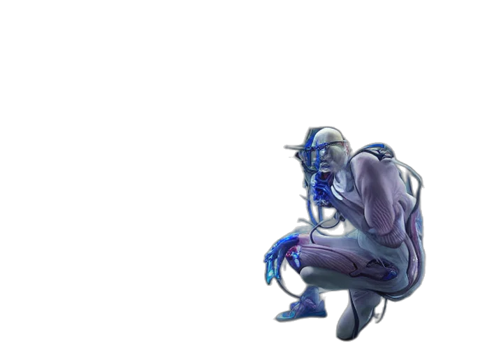 robot, creature, mask, weapon, concept art, 3d render, cyberpunk, vaporwave transparent PNG cut-out