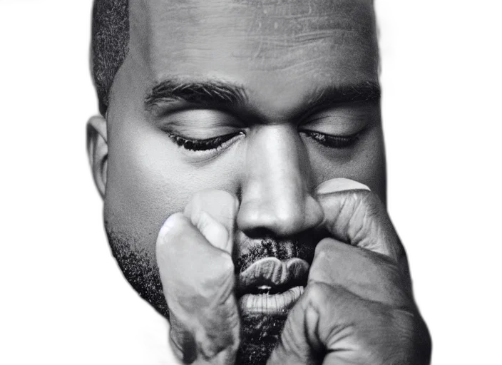 face, mask, jacket, crown, photorealistic, 3d render, dark, kanye transparent PNG cut-out
