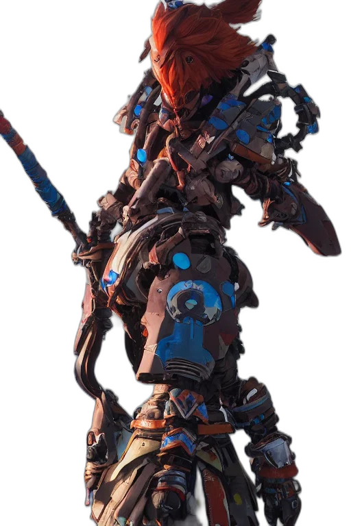 robot, staff, weapon, sword, concept art, cyberpunk, 3d render, fantasy art transparent PNG cut-out