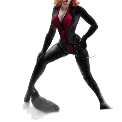 concept art, comic book art, 3d render, cartoon, scarlett, johansson, black, widow transparent PNG cut-out