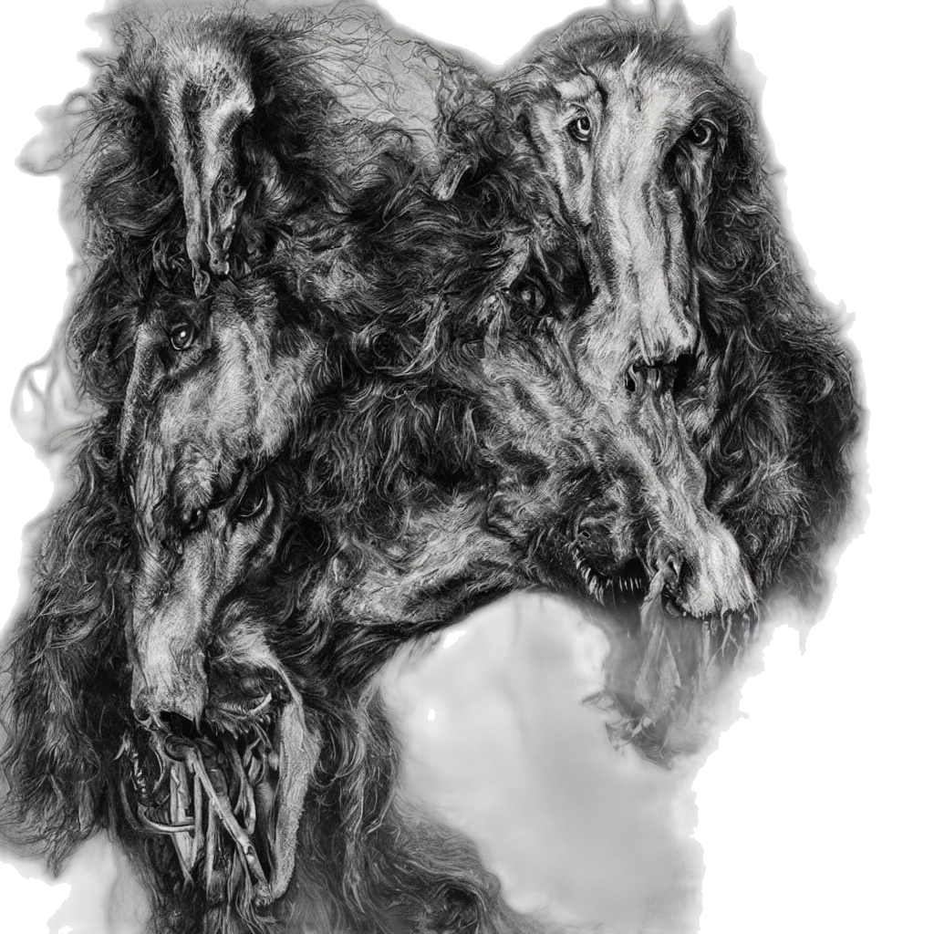 hair, mask, dragon, animal, photorealistic, pencil sketch, fantasy art, concept art transparent PNG cut-out