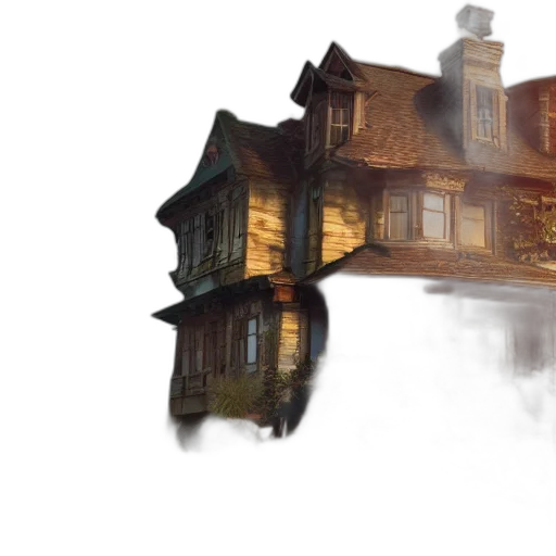 building, concept art, 3d render, photorealistic, fantasy art, fog, city street, beautiful transparent PNG cut-out