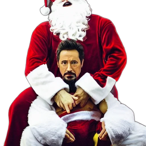 iron, man, sitting, santa transparent PNG cut-out