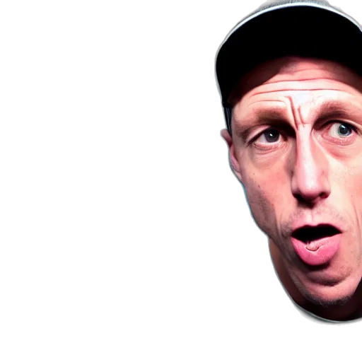 face, hat, photorealistic, 3d render, cartoon, tony, hawk, pro transparent PNG cut-out