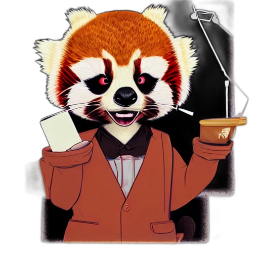 staff, animal, pixel art, concept art, cartoon, 3d render, nerd, red transparent PNG cut-out