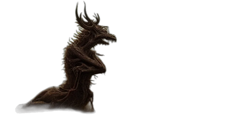 dragon, creature, hair, animal, concept art, 3d render, fantasy art, photorealistic transparent PNG cut-out