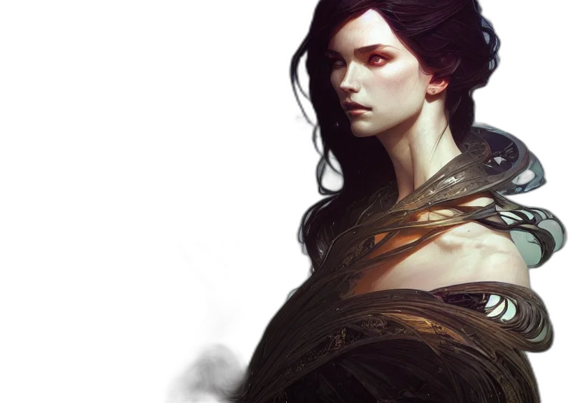 dress, face, dragon, fantasy art transparent PNG cut-out
