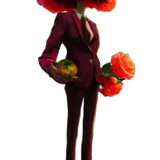 flower, staff, crown, robot, 3d render, concept art, cartoon, photorealistic transparent PNG cut-out