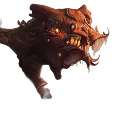 dragon, creature, mask, staff, concept art, fantasy art, 3d render, photorealistic transparent PNG cut-out