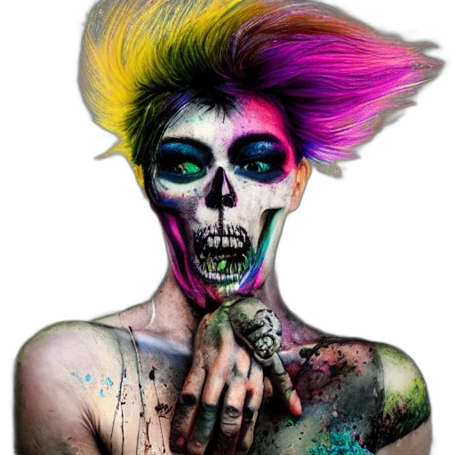 mask, face, creature, hair, watercolor, cyberpunk, fantasy art, photorealistic transparent PNG cut-out