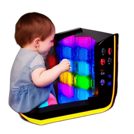 robot, cyberpunk, neon lights, neon, fisher, price, gaming transparent PNG cut-out