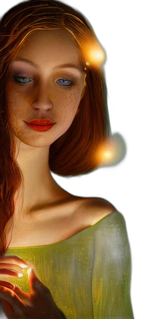 jewelry, dress, face, photorealistic, 3d render, fantasy art, oil painting, outer space transparent PNG cut-out