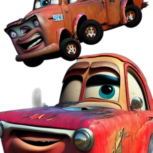 car, robot, face, concept art, 3d render, photorealistic, fire, city street transparent PNG cut-out