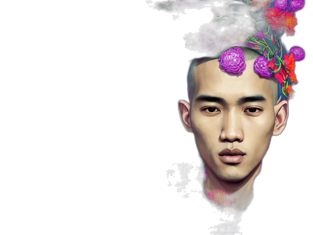face, photorealistic, vaporwave, fantasy art, concept art, pastel, colorful, dark transparent PNG cut-out
