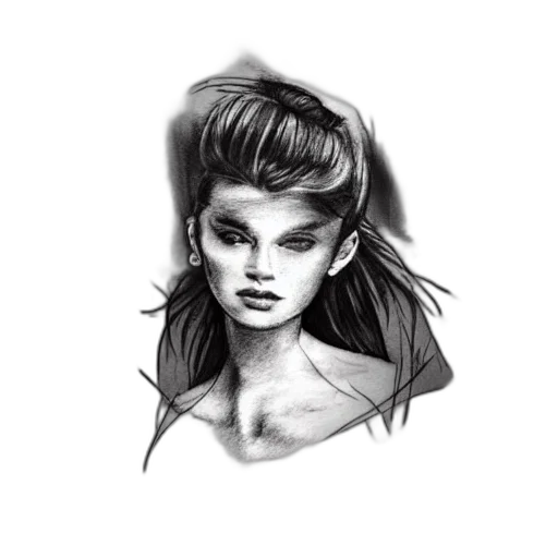 face, hair, photorealistic, pencil sketch transparent PNG cut-out