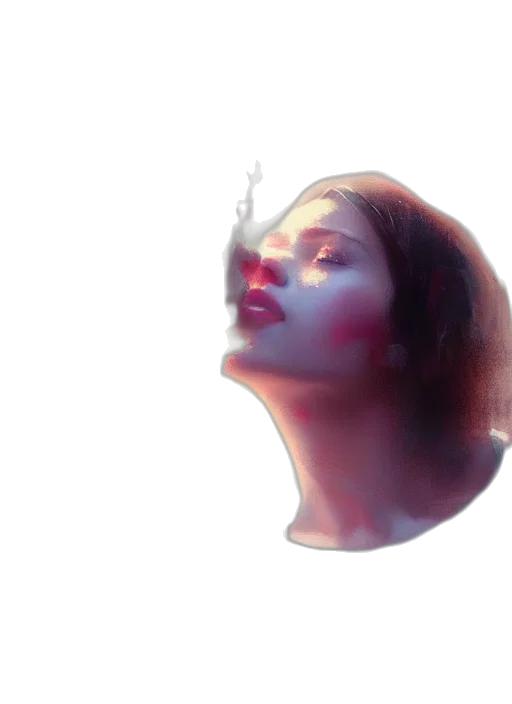 face, mask, photorealistic, vaporwave transparent PNG cut-out