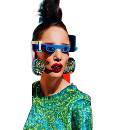 mask, face, jewelry, jacket, cyberpunk, 3d render, photorealistic, neon transparent PNG cut-out