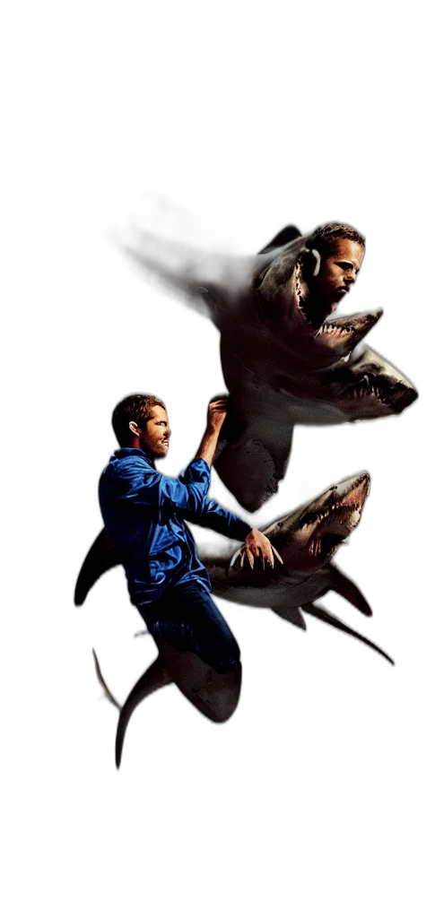 concept art, fantasy art, comic book art, photorealistic, underwater, movie, poster, titles transparent PNG cut-out