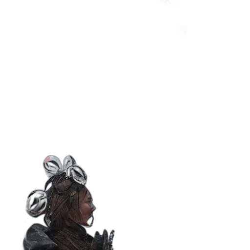 hair, staff, mask, creature, concept art, 3d render, comic book art, cyberpunk transparent PNG cut-out