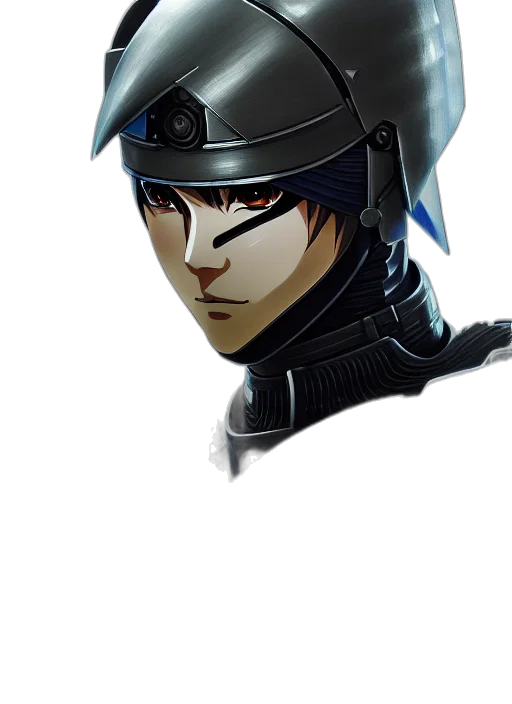 face, hat, mask, robot, concept art, anime, fantasy art, cyberpunk transparent PNG cut-out