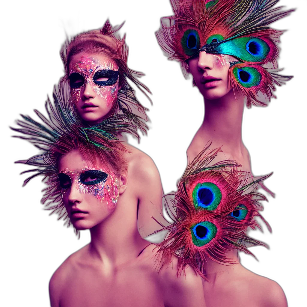 mask, fantasy art, concept art, cyberpunk, photorealistic, neon, colorful, pastel transparent PNG cut-out