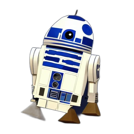 robot, staff, 3d render, pixel art transparent PNG cut-out