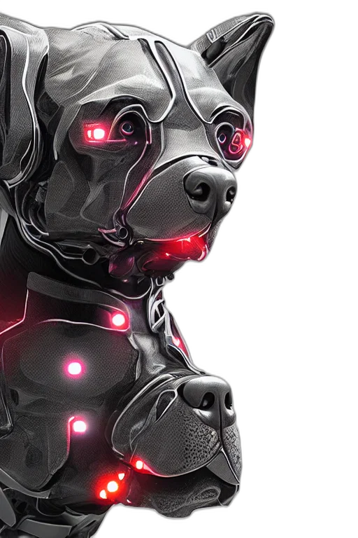 robot, cyberpunk, 3d render, concept art, cybertronic, dog, leds, high transparent PNG cut-out