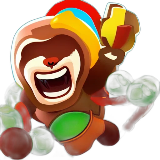concept art, 3d render, pixel art, bloons, dart, monkey, ninjakiwi, game transparent PNG cut-out