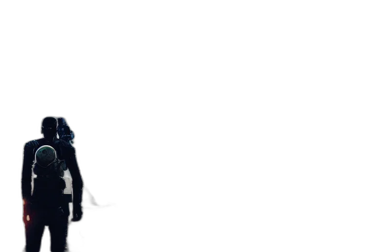 robot, jacket, staff, weapon transparent PNG cut-out
