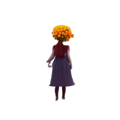 flower, dress, hat, crown, concept art, 3d render, pixel art, fantasy art transparent PNG cut-out