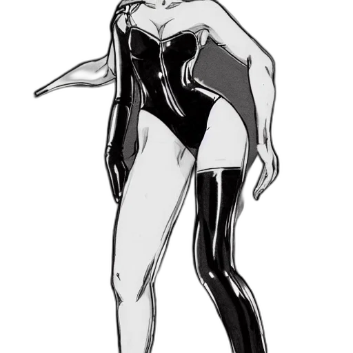 dress, creature, robot, comic book art, concept art, cartoon, cyberpunk, monochrome transparent PNG cut-out