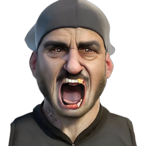 face, staff, mask, concept art, 3d render, photorealistic, cartoon, vito transparent PNG cut-out