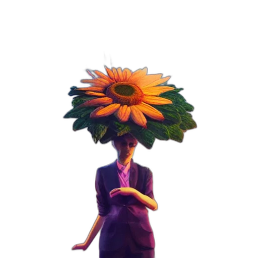 flower, umbrella, dress, crown, 3d render, concept art, pixel art, fantasy art transparent PNG cut-out