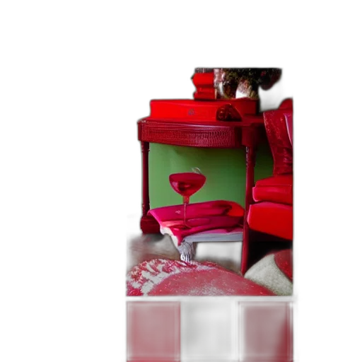 bottle, furniture, jewelry, 3d render, photorealistic, red, beautiful, green transparent PNG cut-out