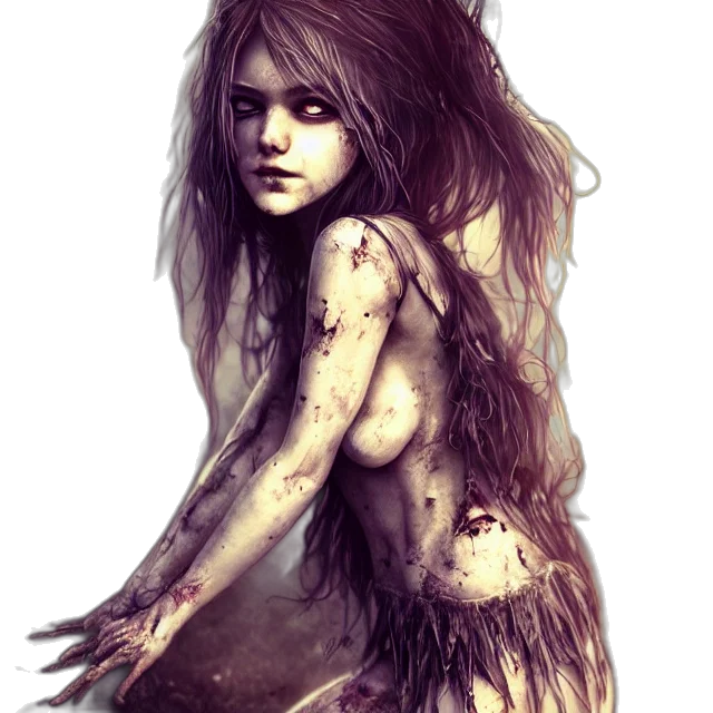 creature, dress, fantasy art, concept art, photorealistic, pixel art, dark, earth tones transparent PNG cut-out