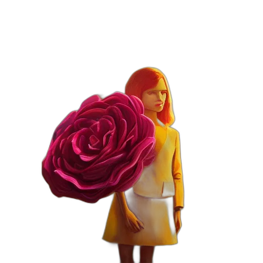 dress, flower, robot, jacket, concept art, 3d render, pixel art, photorealistic transparent PNG cut-out