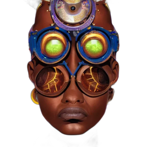 mask, face, jewelry, robot, concept art, cyberpunk, fantasy art, 3d render transparent PNG cut-out