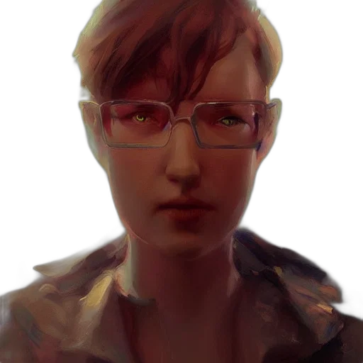 face, jacket, staff, robot, photorealistic, oil painting, cyberpunk, concept art transparent PNG cut-out