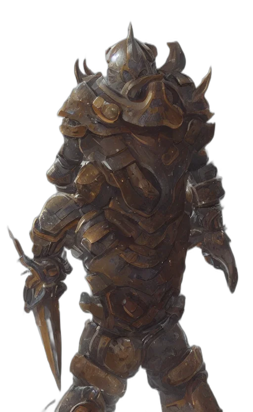 robot, staff, sword, creature, concept art, fantasy art, 3d render, giant transparent PNG cut-out