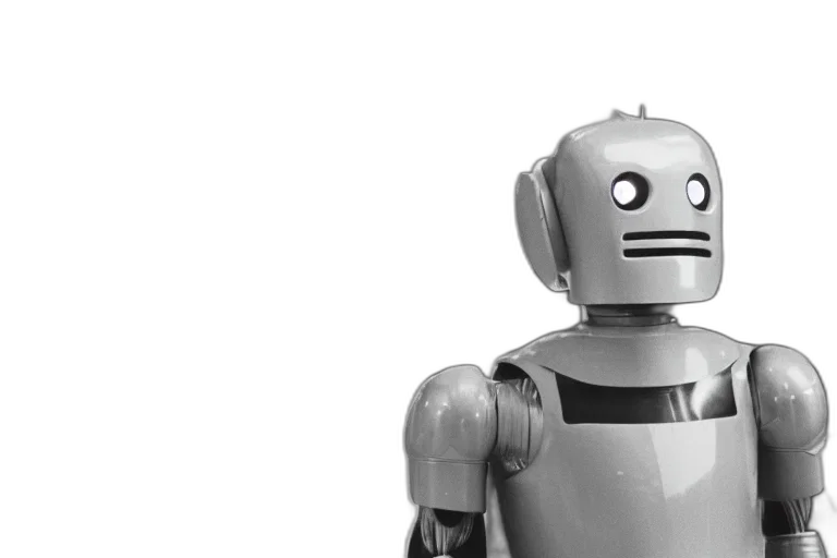 robot, 3d render, vintage, photo transparent PNG cut-out