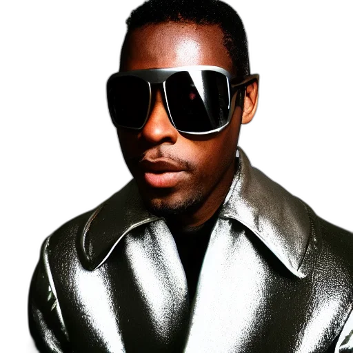 jacket, photo, black, man, memphis, neighborhood, silver, metallic transparent PNG cut-out