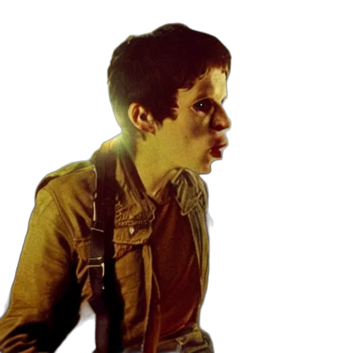 jacket, face, creature, staff transparent PNG cut-out