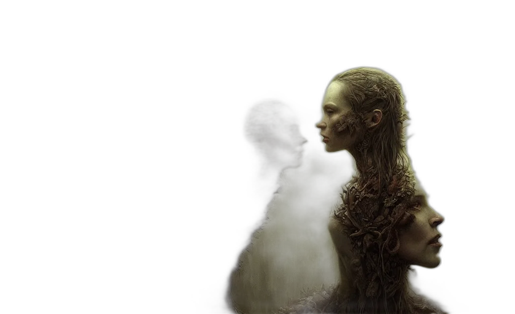 creature, robot, hair, face transparent PNG cut-out