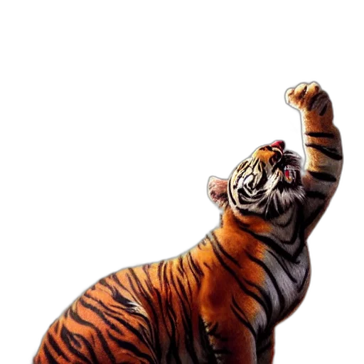 animal, creature, staff, photorealistic, oil painting, concept art, 3d render, tiger transparent PNG cut-out